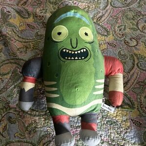 Green and Red Stuffed Pickle Toy